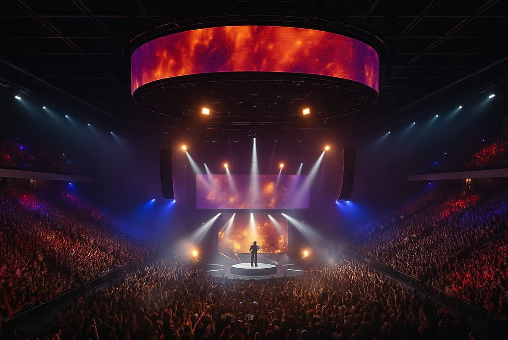 the stage — concert spectacle, the arena at full house